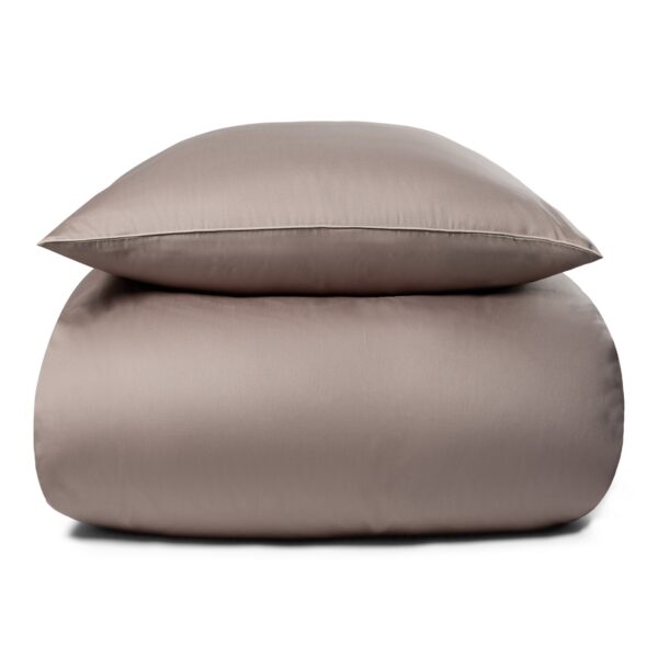 Sengetøj 140x200 cm - 100% bomuldssatin - Grå med lysegrå pipingkant