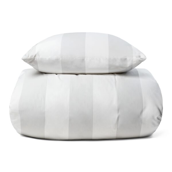 Sengetøj 140x200 cm - 100% bomuldssatin - Hvide brede striber