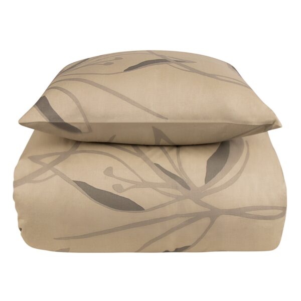 Sengetøj 140x200 cm - 100% bomuldssatin - Iris - Beige blomster print