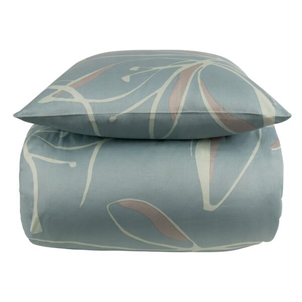 Sengetøj 140x200 cm - 100% bomuldssatin - Iris - Grønt blomster print