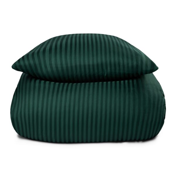 Sengetøj 140x200 cm - 100% bomuldssatin - Klassisk grønne striber