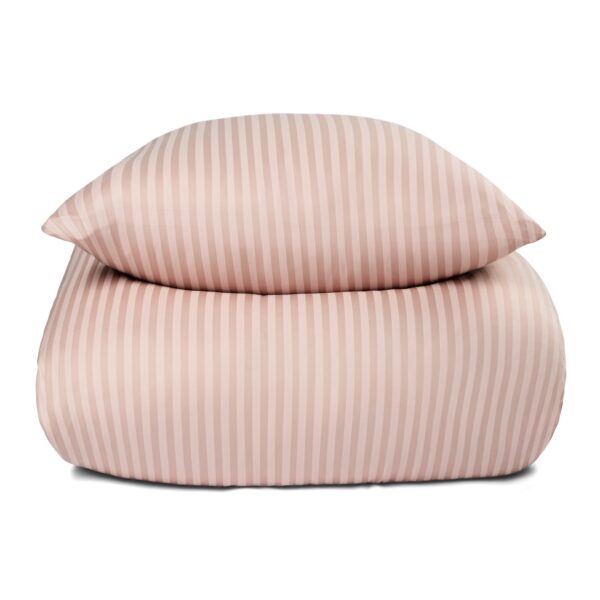 Sengetøj 140x200 cm - 100% bomuldssatin - Klassisk lyserøde striber