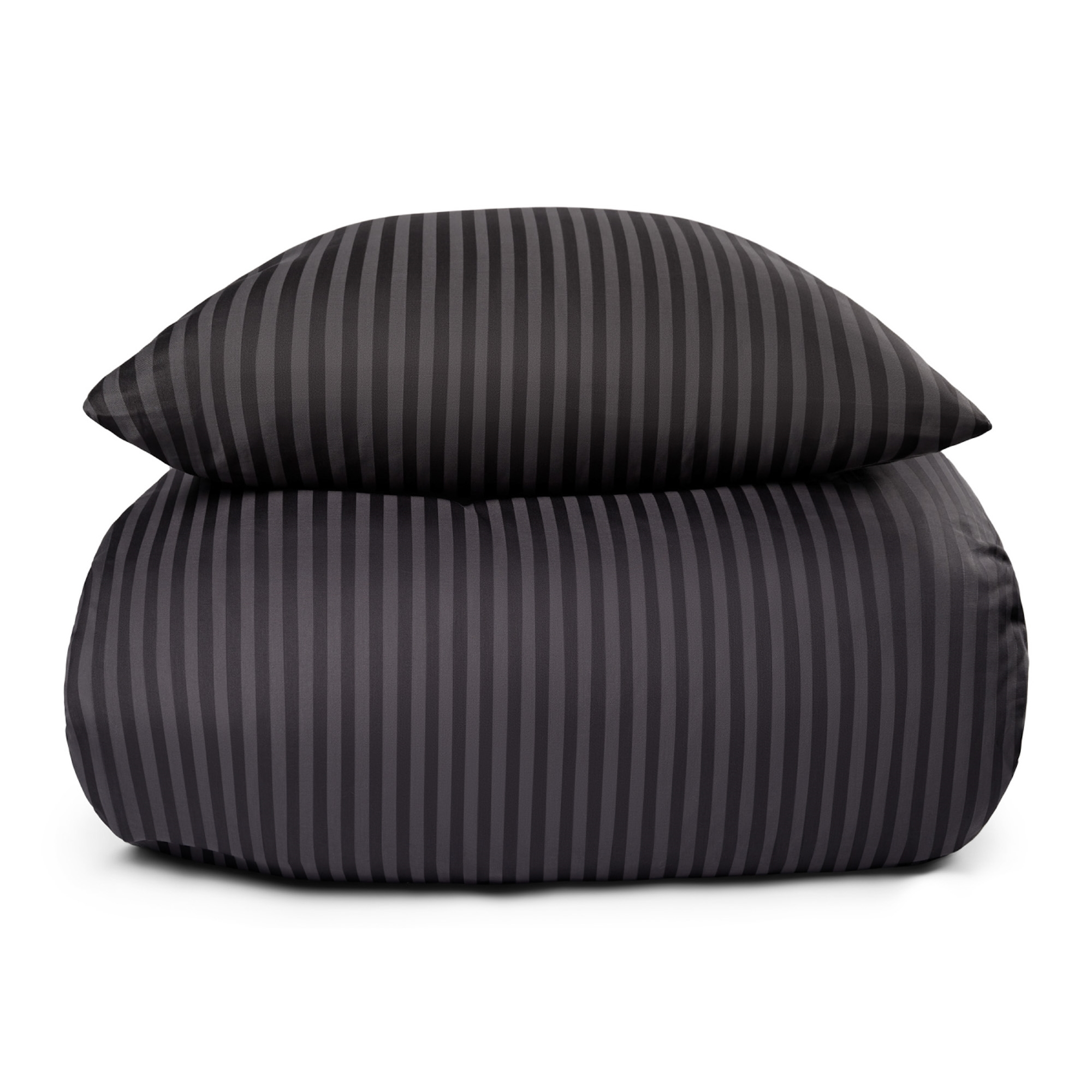 Sengetøj 140x200 cm - 100% bomuldssatin - Klassisk mørkegrå striber Sengetøj 140x200 cm - 100% bomuldssatin - Klassisk mørkegrå striber