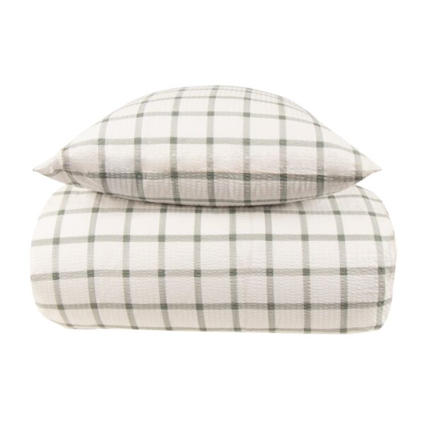 Sengetøj 140x200 cm - Bæk og Bølge - 100% bomulds krep - Grønne tern