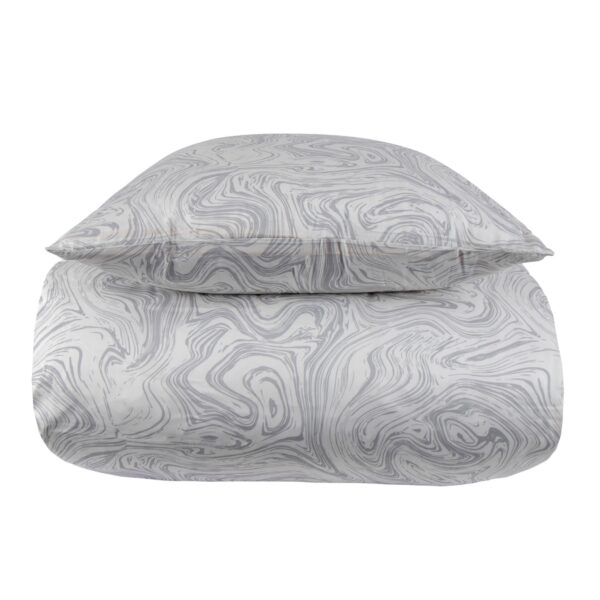 Sengetøj 140x200 cm - Bomuldssatin - Lysegråt marble print