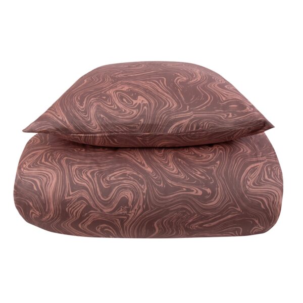Sengetøj 140x200 cm - Bomuldssatin - Mørk rosa marble print