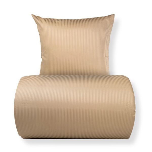 Sengetøj 140x200 cm - Egyptisk bomuld - Beige jacquardvævede striber