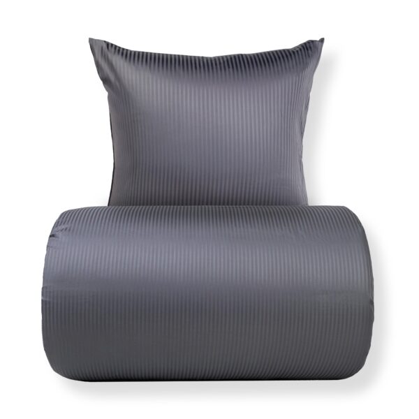 Sengetøj 140x200 cm - Egyptisk bomuld - Grå jacquardvævede striber