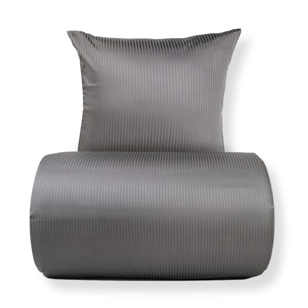 Sengetøj 140x200 cm - Egyptisk bomuld - Lysegrå jacquardvævede striber