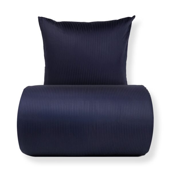 Sengetøj 140x200 cm - Egyptisk bomuld - Mærkeblå jacquardvævede striber