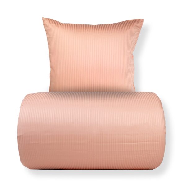 Sengetøj 140x200 cm - Egyptisk bomuld - Rosa jacquardvævede striber