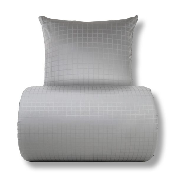 Sengetøj 140x200 cm - GOTS certificeret økologisk bomuldssatin - Grå jacquardvævede tern