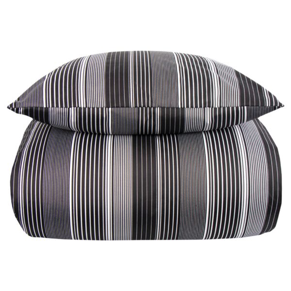 Sengetøj 140x200 cm - Microfiber - Sorte og grå striber