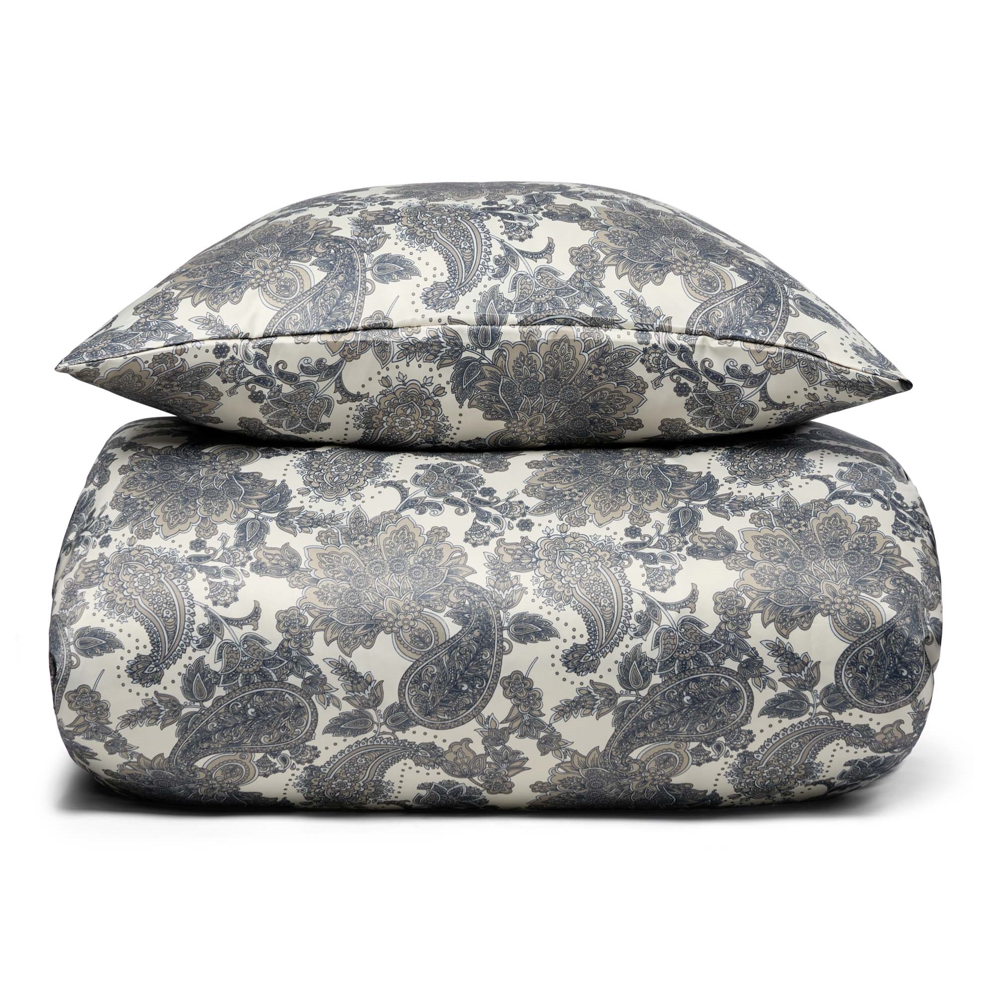 Sengetøj 140x200 cm - Satin - Sandfarvet blomstret design Sengetøj 140x200 cm - Satin - Sandfarvet blomstret design