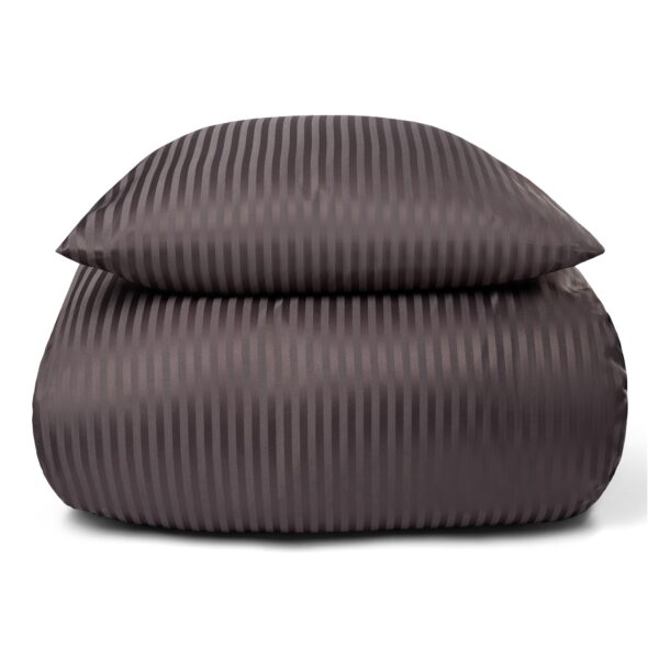 Sengetøj 140x220 cm - Microfiber - Ensfarvet med antracit grå striber
