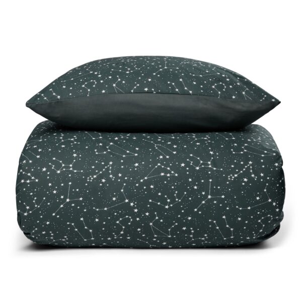 Sengetøj - Dynebetræk i 100% Bomuld - 140x200 cm - Zodiac grøn - Stjernebillede - Borg Living sengesæt