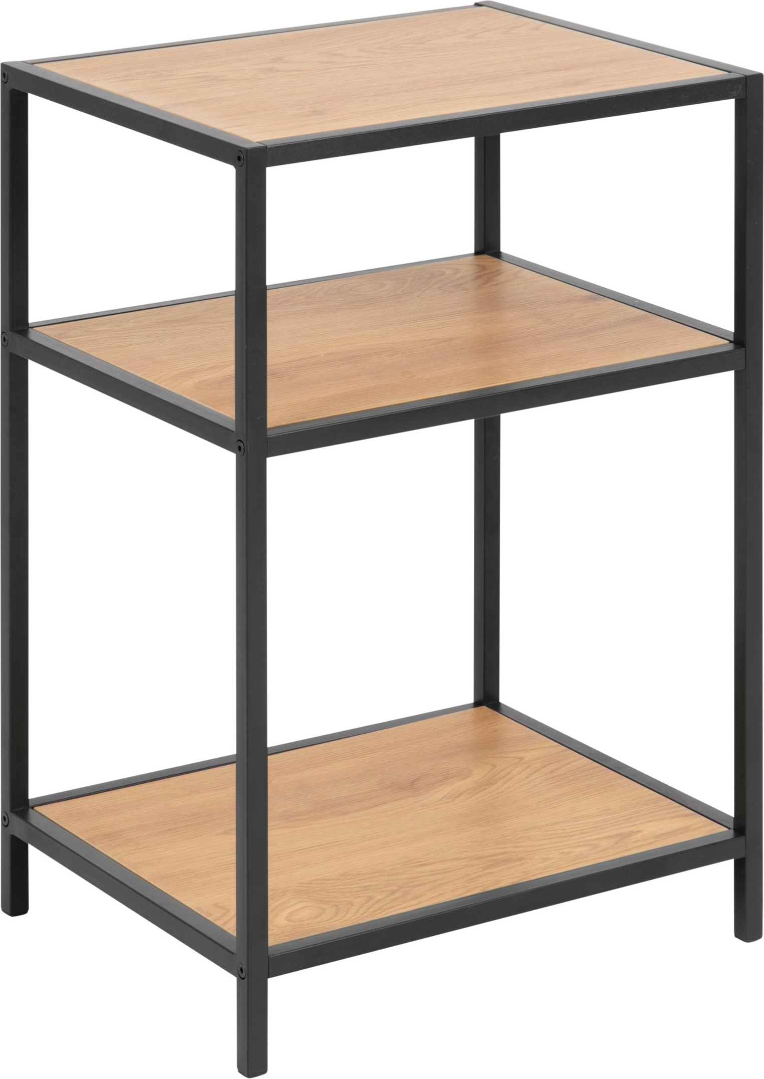 Natbord Signature Alira - sengebord i MDF med mat vild eg finish, sort stålstel, 2 hylder H63xB42xD35 cm Natbord Signature Alira - sengebord i MDF med mat vild eg finish, sort stålstel, 2 hylder H63xB42xD35 cm