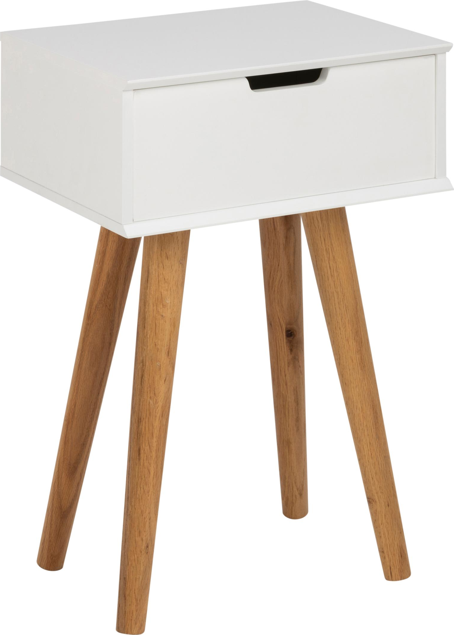 Natbord Signature Trinelle hvidt MDF-sengebord med egetræben 61,5x40x30 cm Natbord Signature Trinelle hvidt MDF-sengebord med egetræben 61,5x40x30 cm