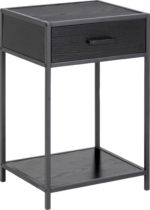 Natbord sengebord Signature Alira sort ask melamin med skuffe og hylde H63xB42xD35 cm