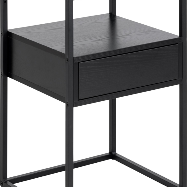 Natbord sengebord Signature Velina i røgfarvet glas og sort ask H60 x B40 x D35 cm