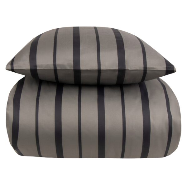 Sengetøj 140x200 cm - 100% bomuldssatin - Lana - Grå og sorte striber