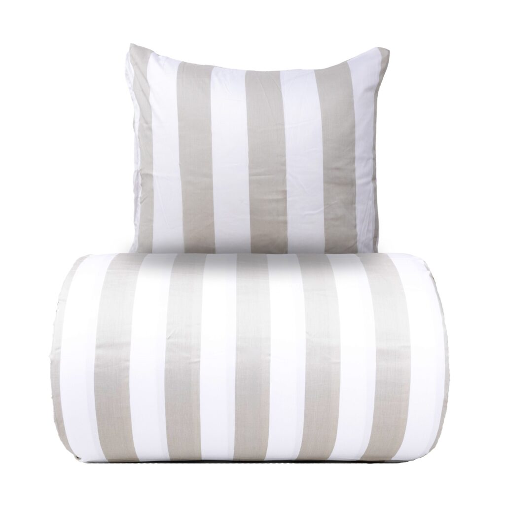 Sengetøj 140x200 cm - 100% bomuldssatin - Nordic Stripe - Brede grå striber