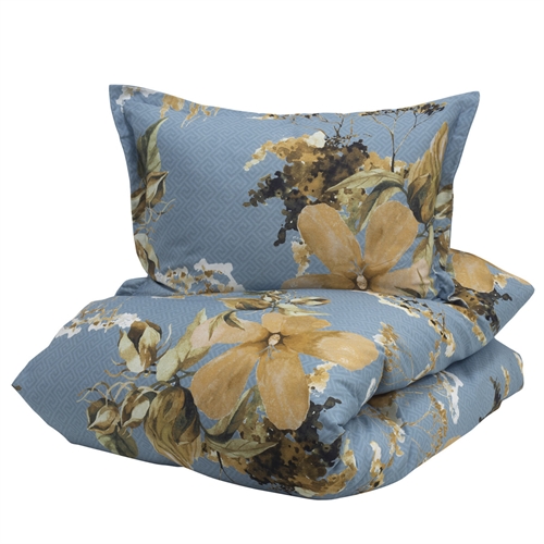 Turiform sengetøj - 140x200 cm - Sol blå - Blomstret sengetøj - 100% Bomuldssatin sengesæt