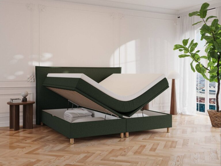 Nordic Dream Alva Kontinentalseng med opbevaring 200x200 – Dyb grøn