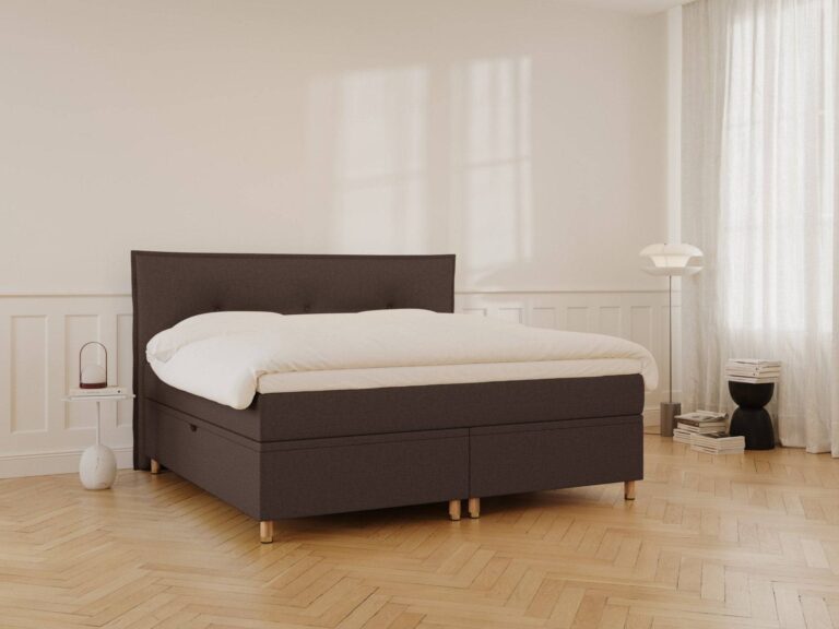 Nordic Dream Alva Grande Kontinentalseng med opbevaring 200x200 – Mørk brun