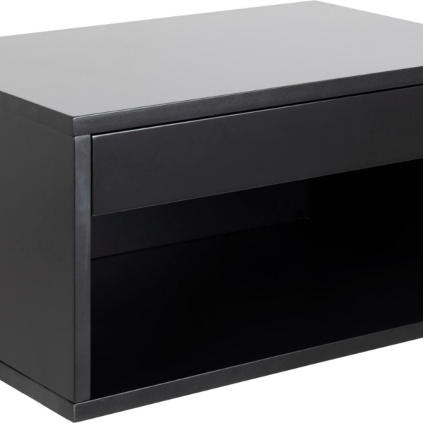 Natbord Sengebord Signature Florima Sort Mellemtæt Fiberplade med Skuffe og Hylde 50x35x24,5 cm