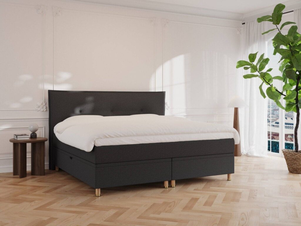 Alva kontinentalseng med opbevaring 200x200 – Nordic Dream Antracit