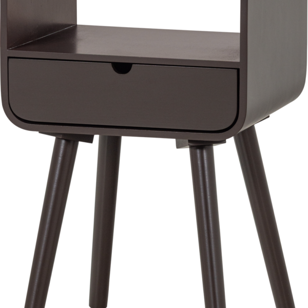 Natbord/sengebord WOOOD Collection, mørkebrun FSC MDF, åben hylde, minimalistisk, H54xB36xD30 cm