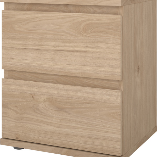 Sengebord Vesterholm Nova 2 skuffer | Jackson Hickory foliefinish FSC, spånplade H48 x B40 x D34 cm