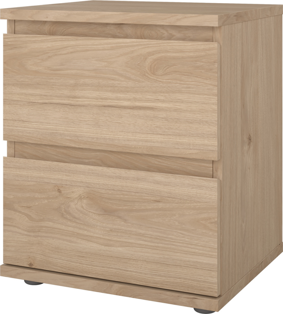Sengebord Vesterholm Nova 2 skuffer | Jackson Hickory foliefinish FSC, spånplade H48 x B40 x D34 cm