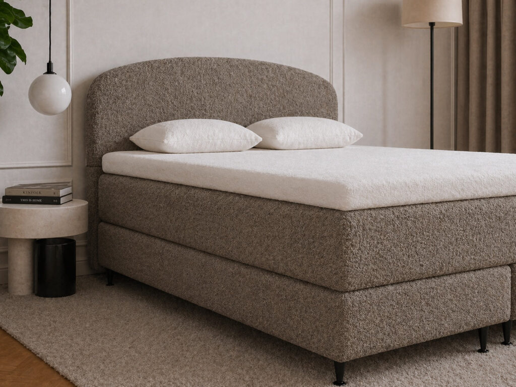 Brøndby bouclé kontinentalseng - 200x200 - Brun Bouclé (Nowornever16)