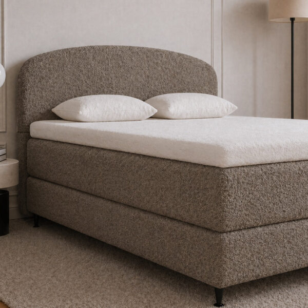 Brøndby bouclé kontinentalseng - 200x200 - Brun Bouclé (Nowornever16)