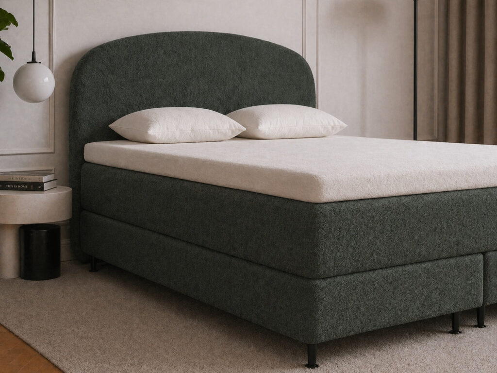 Brøndby bouclé kontinentalseng - 200x200 - Grøn Bouclé (Nowornever37)