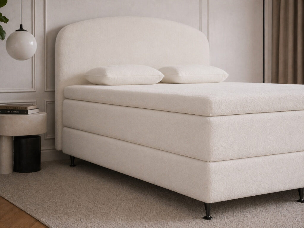 Brøndby bouclé kontinentalseng - 200x200 - Lys Bouclé (Nowornever02)