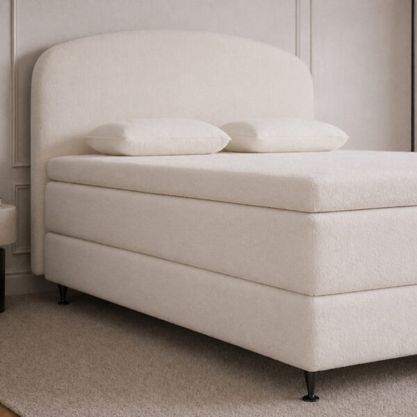 Brøndby bouclé kontinentalseng - 200x200 - Lys Bouclé (Nowornever02)