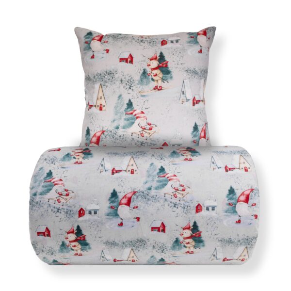 Julesengetøj - 100% bomuld - Gråt med nisse design