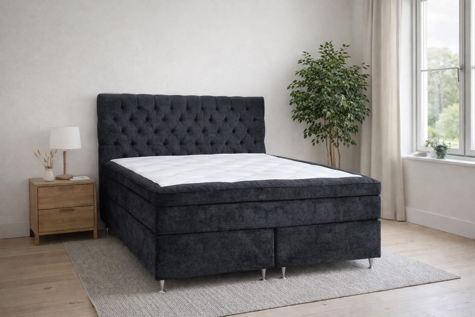 Padborg kontinentalseng - 200x200 - Sort (Velour) Padborg kontinentalseng - 200x200 - Sort (Velour)