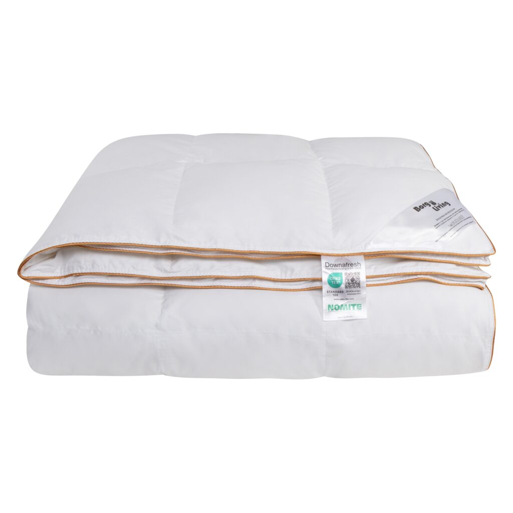 100% moskusdundyne - NOMITE helårsdyne (allergivenlig) - 140x200 cm - Ekstra fint bomuldssatin bolster - Borg Living Årsdynen 2026