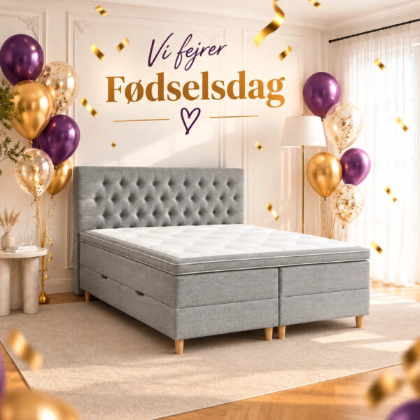 Greve Opbevaringsseng med 7-zonet Pocketmadras og Valgfri Fasthed