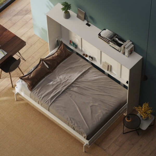 CLASSIC skabsseng, lav model 140x200cm - farve Skab: Hvid, Front: Vild Eg