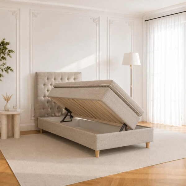 Greve opbevaringsseng - 90x200 - Lys sand (Verita03)