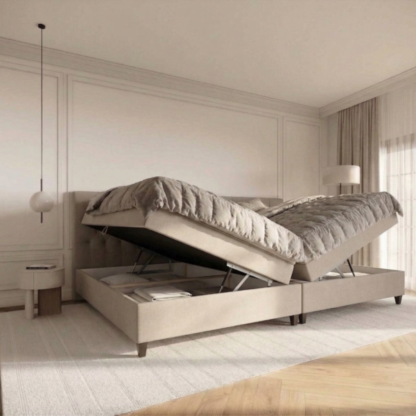 Hellerup Familieseng Med Opbevaring - 280x210 - Lys sand (Verita03)