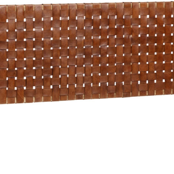 Calixta sengegavl i massivt teaktræ og læderflet – H110 x B153 cm