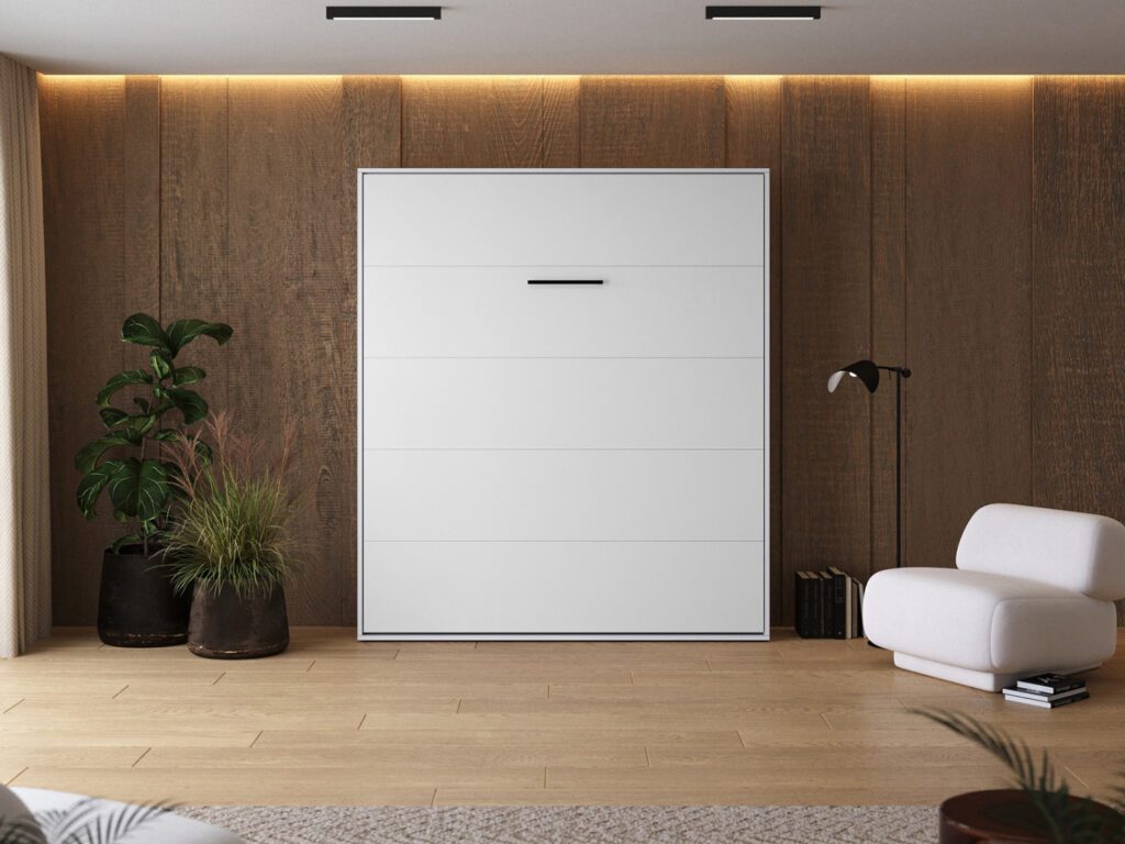 M1 skabsseng, høj model 160x200cm - farve Skab: Vild Eg, Front: Grøn