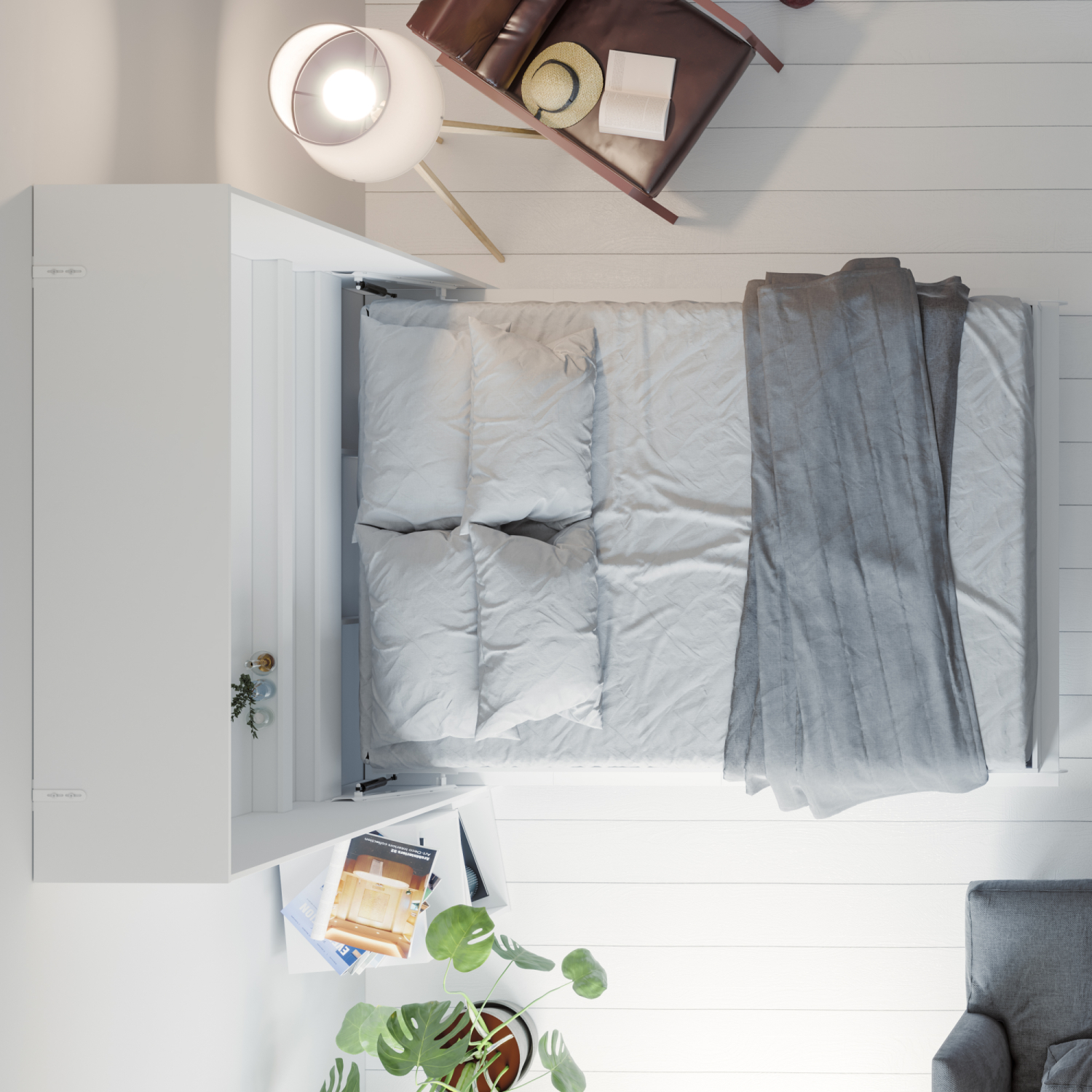 NORDIC skabsseng, høj model 140x200cm - farve Skab: Hvid, Front: Hvid NORDIC skabsseng, høj model 140x200cm - farve Skab: Hvid, Front: Hvid