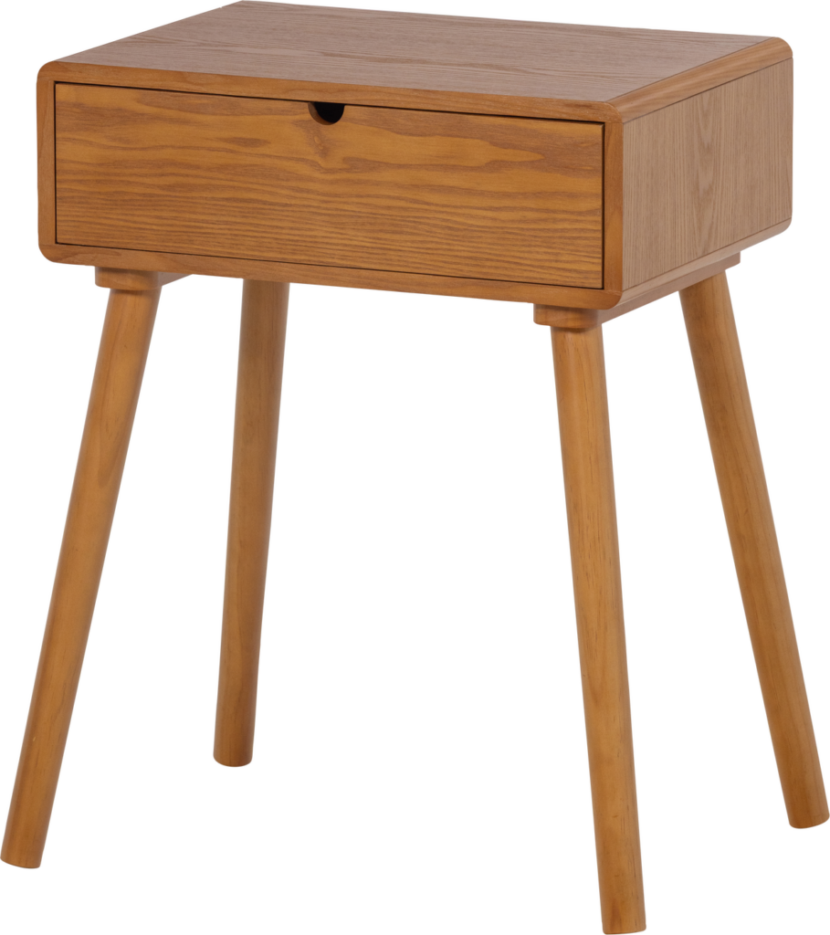 Natbord/sengebord WOOOD Collection, brun MDF med synlig træstruktur, H54xB36xD30 cm, FSC